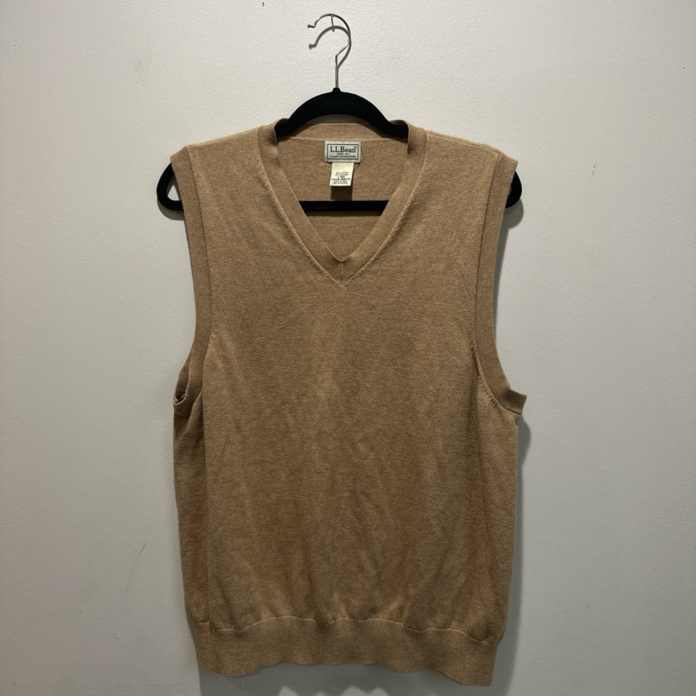 L.L. Bean Tan V-Neck Sweater Vest